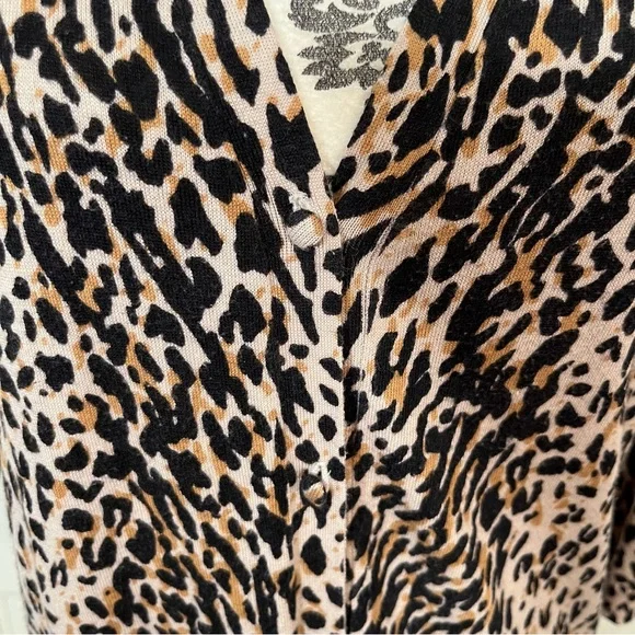 ZARA soft fine knit leopard print 3/4 sleeve cardigan women's size large - Picture 6 of 7